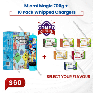 1x Miami Magic 700g Tank + 10 pack flavour whipped cream chargers