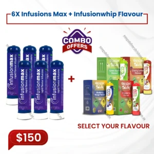 6X Infusions max 615g N2o Cannister + 1x Infusionwhip Flavour 580g Tank