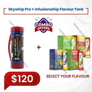 1x Skywhip Pro Max 3.3L tank + 1x Infusionwhip flavour 580g tank